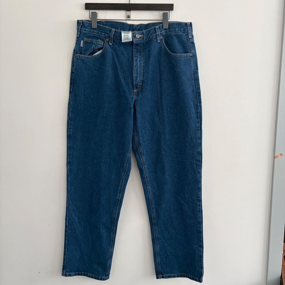 Carhartt Relaxed Fit Straight Leg Jeans Dark Wash Blue Mens 38x32